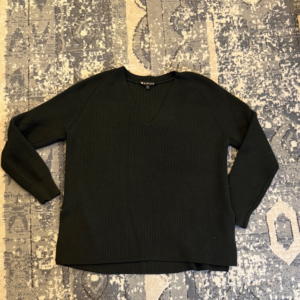 Athleta Dark Green V-Neck Sweater
